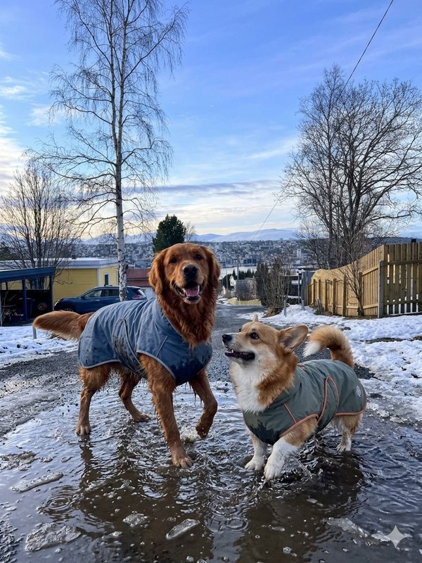 Dog in raincoat